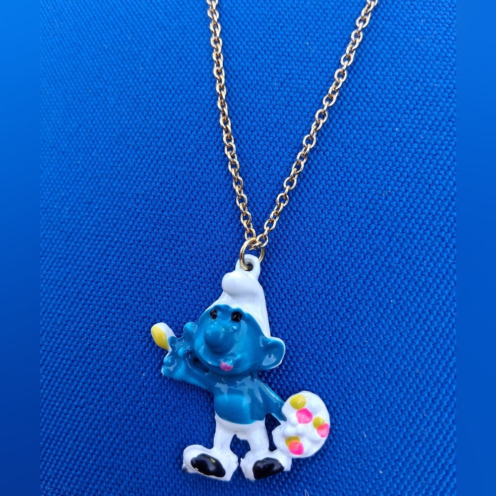 Painter Smurf Charm Necklace Vintage SMURFS